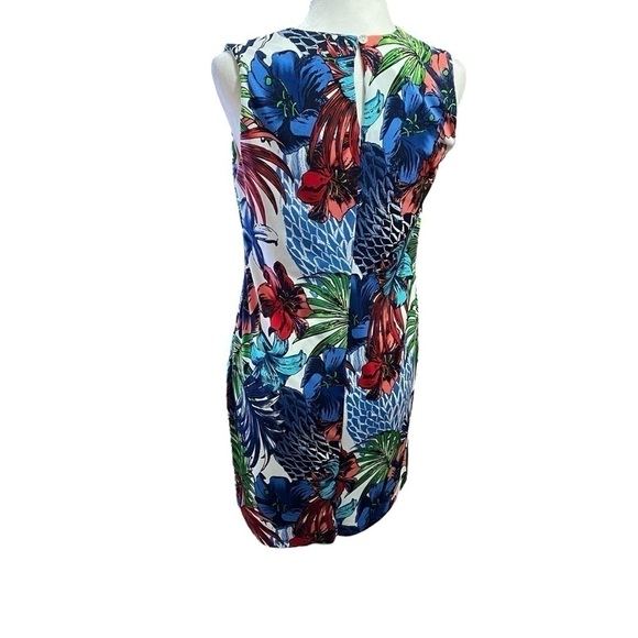 Laura Petites - Bright Tropical Shift Dress-Front Cut-outs - Lined -Size 10 P - Picture 6 of 16